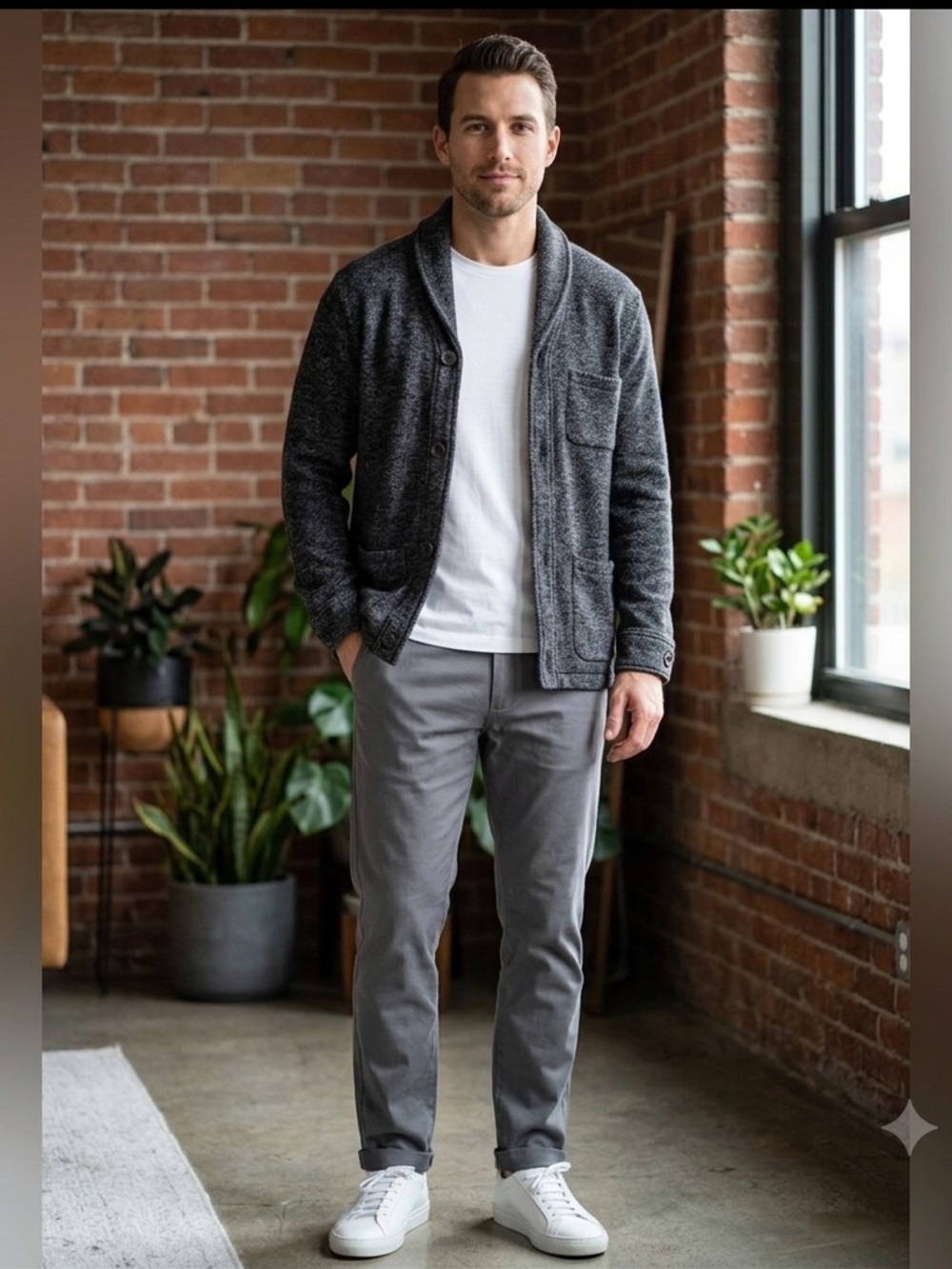 Surfside Supply Heathered  Shawl  Collar Cardigan.
